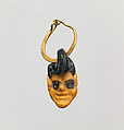 Gold earring with glass head pendant, Gold, glass, Phoenician or Carthaginian