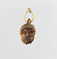Glass double-headed pendant with gold hoop, Gold, glass, Punic, Western Mediterranean