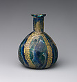 Glass gold-band mosaic bottle, Glass, Roman