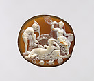 Sardonyx cameo with a Bacchic group, Sardonyx, Greek or Roman