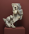 Right corner of a marble sarcophagus with the myth of Apollo and the satyr Marsyas, Marble, Roman