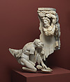 Right corner of a sarcophagus with the myth of the musical contest between the satyr Marsyas and the god Apollo, Marble, Roman