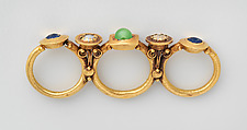 Gold triple-finger ring, Gold, glass, Roman, Syrian