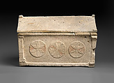 Limestone ossuary with lid, Limestone, paint, Roman