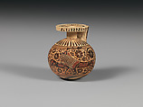 Terracotta aryballos (perfume vase), Attributed to an artist near the Sydney Cluster, Terracotta, Greek, Corinthian