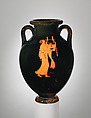 Terracotta amphora (jar), Attributed to the Berlin Painter, Terracotta, Greek, Attic