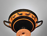 Terracotta kylix: band-cup (drinking cup), Attributed to the manner of Elbows Out, Terracotta, Greek, Attic