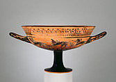 Terracotta kylix: hybrid Siana lip-cup (drinking cup), Attributed to an artist related to the C Painter, Terracotta, Greek, Attic