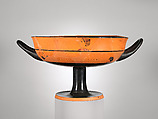 Terracotta kylix: lip-cup (drinking cup), Signed by Epitimos as potter, Terracotta, Greek, Attic