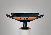 Terracotta kylix: band-cup (drinking cup), Signed by Hischylos as potter, Terracotta, Greek, Attic
