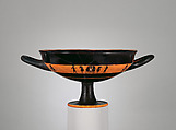 Terracotta kylix: band-cup (drinking cup), Signed by Hischylos as potter, Terracotta, Greek, Attic