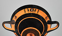 Terracotta kylix: band-cup (drinking cup), Signed by Hischylos as potter, Terracotta, Greek, Attic
