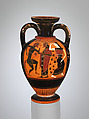 Terracotta neck-amphora (jar), Terracotta, Greek, Attic