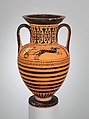 Terracotta neck-amphora (jar), Terracotta, Greek, Attic