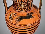 Terracotta neck-amphora (jar), Terracotta, Greek, Attic