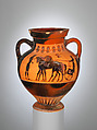 Terracotta amphora (jar), Attributed to the St. Audries Painter, Terracotta, Greek, Attic