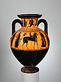 Terracotta neck-amphora (jar), Attributed to the Affecter, Terracotta, Greek, Attic