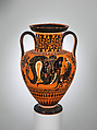 Terracotta neck-amphora (jar), Attributed to the Medea Group, Terracotta, Greek, Attic