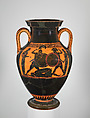 Terracotta amphora (jar), Attributed to the Lysippides Painter, Terracotta, Greek, Attic