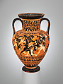 Terracotta neck-amphora (jar), Attributed to the Medea Group, Terracotta, Greek, Attic