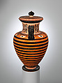 Terracotta neck-amphora (jar), Terracotta, Greek, Attic