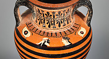 Terracotta neck-amphora (jar), Terracotta, Greek, Attic