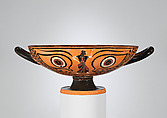 Terracotta kylix: eye-cup (drinking cup), Terracotta, Greek, Attic