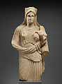 Limestone statue of Aphrodite holding winged Eros, Limestone, Cypriot