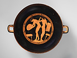 Terracotta kylix (drinking cup), Attributed to Douris, Terracotta, Greek, Attic