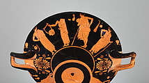 Terracotta kylix (drinking cup), Attributed to the Lyandros Painter, Terracotta, Greek, Attic
