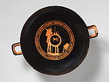 Terracotta kylix (drinking cup), Attributed to the Lyandros Painter, Terracotta, Greek, Attic