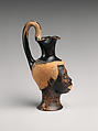 Terracotta oinochoe (jug) in the form of a Black African's head, Terracotta, Greek, Attic