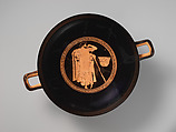 Terracotta kylix (drinking cup), Attributed to the Brygos Painter, Terracotta, Greek, Attic