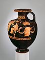 Terracotta hydria: kalpis (water jar), Attributed to the Chrysis Painter (namepiece), Terracotta, Greek, Attic