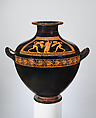 Terracotta hydria: kalpis (water jar), Recalls the Dikaios Painter, Terracotta, Greek, Attic