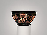 Terracotta skyphos (deep drinking cup), Attributed to Polion, Terracotta, Greek, Attic