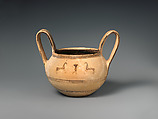 Terracotta kantharos (drinking cup with two high handles), Terracotta, Greek, Attic