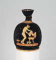 Terracotta squat lekythos (oil flask), Attributed to the Washing Painter, Terracotta, Greek, Attic