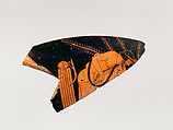 Fragment of a terracotta kylix (drinking cup), Brygos Painter, Terracotta, Greek, Attic
