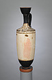Terracotta lekythos (oil flask), Attributed to the Achilles Painter, Terracotta, Greek, Attic