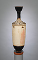 Terracotta lekythos (oil flask), Attributed to the Achilles Painter, Terracotta, Greek, Attic