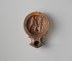 Terracotta oil lamp, Terracotta, Roman