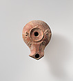 Terracotta oil lamp, Terracotta, Greek or Roman