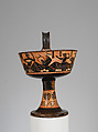 Terracotta one-handled kantharos (drinking cup), Attributed to the Class of the One-handled Kantharoi, Terracotta, Greek, Attic