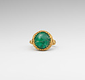 Gold ring set with an emerald, Gold, emerald, Greek