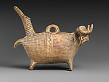 Terracotta zoomorphic askos (vessel) with a ram's head, Terracotta, Cypriot