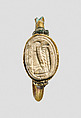 Gold ring with scarab, Gold, copper alloy, silver, faience, Cypriot