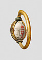 Gold ring with scarab, Gold, copper alloy, silver, faience, Cypriot