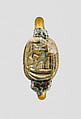 Gold ring with scarab, Silver,gold, copper alloy, glazed steatite, Cypriot