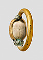 Gold ring with scarab, Silver,gold, copper alloy, glazed steatite, Cypriot